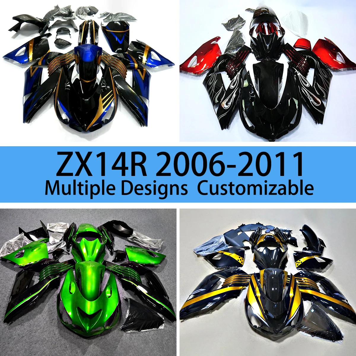 

Moto Parts Fairing Kit ZX 14R 2006 2007 2008 2009 2010 2011 ABS Injection Motorcycle Fairings for KAWASAKI ZX14R 06-11