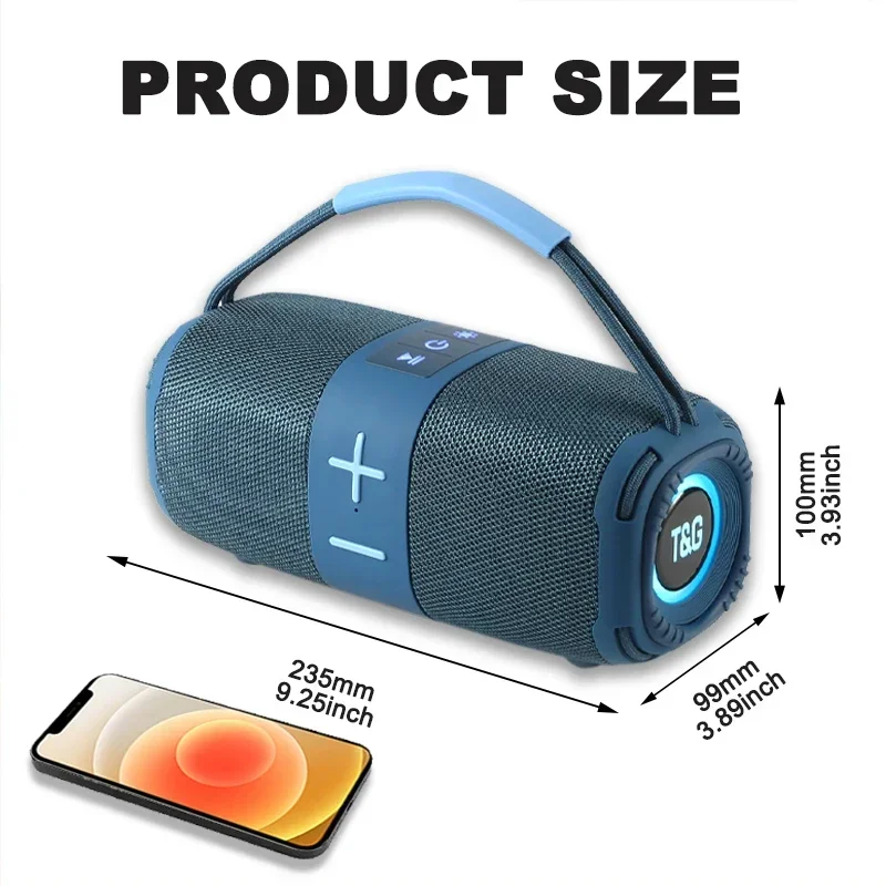 T&G TG668 Portable Bluetooth Speaker, High Power/Outdoor/High Looks/Party Compatible with USB/AUX/TF/FM