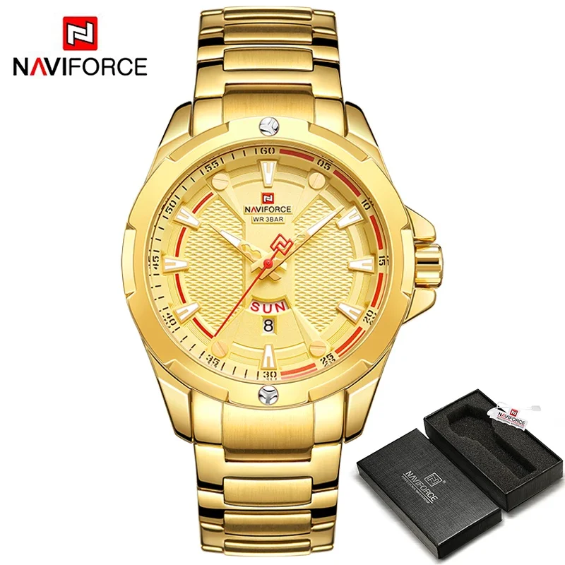 NAVIFORCE NF9161 Top Luxury Gold Watch Sport Watches For Men Military Quartz Casual Waterproof Clock Male Relogios Masculino