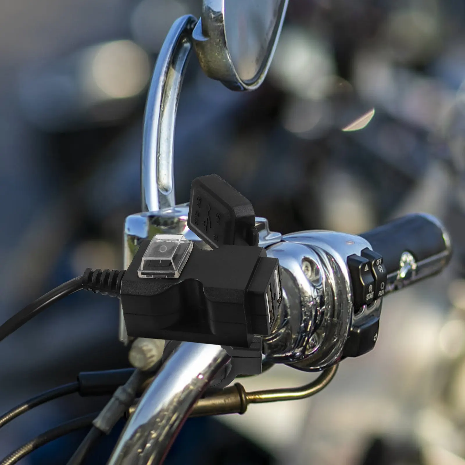 carregador-de-telefone-para-motocicleta-com-duas-portas-usb-carregador-de-painel-para-navegador-5v-2a-carregamento-rapido-tomada-usb-a-prova-d'Agua