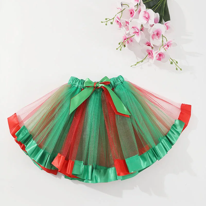 2024 New Tutu Skirt Baby Girls Clothes 3-8Y Colorful Mini Pettiskirt Kids Party Dance Rainbow Tulle Skirts Children\'s Clothing