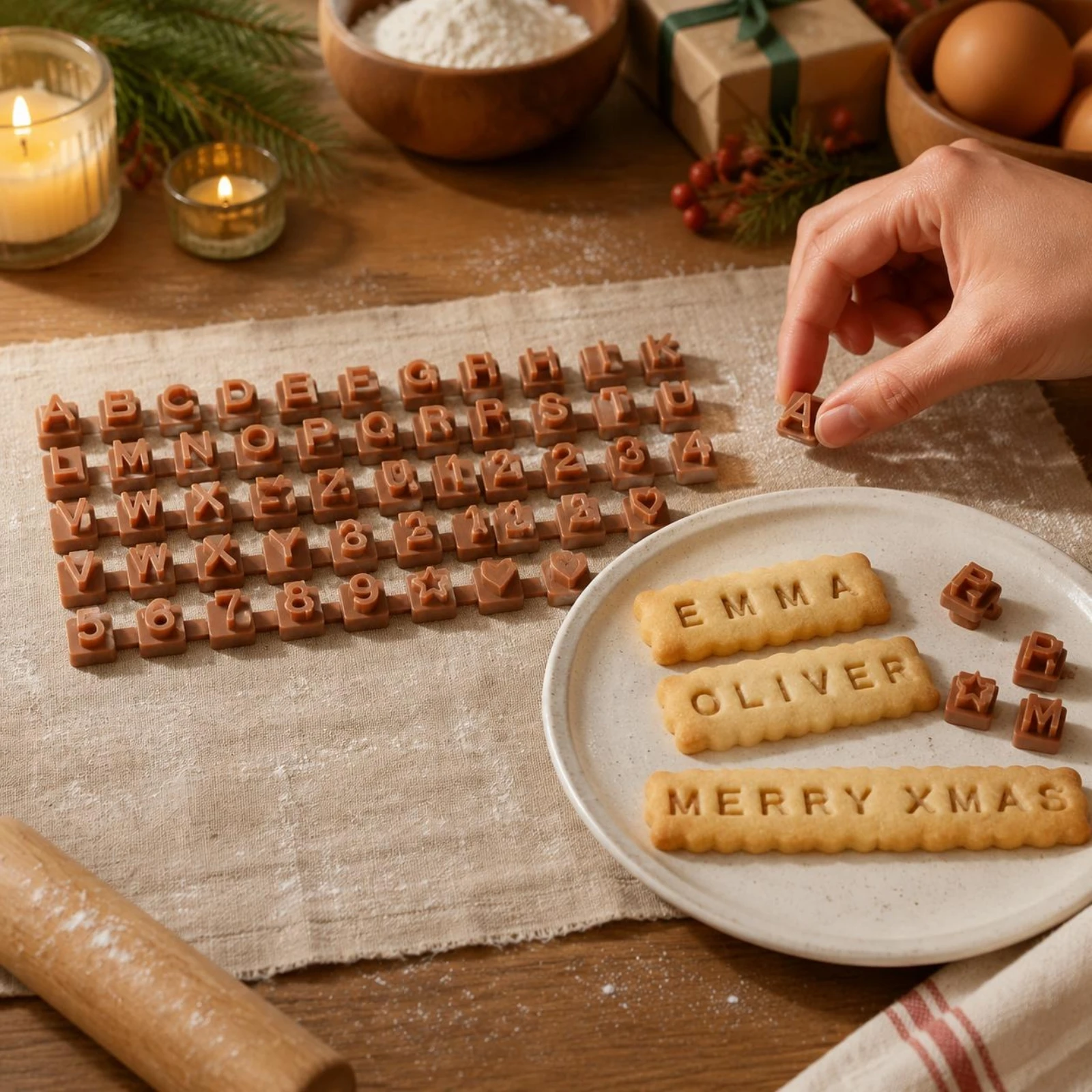 Cookie Stamping Mold Handle Base Cookie Letter Stamp Set Fondant Cake Stamp Storage Bag Included Number Fondant Stamps Reusable