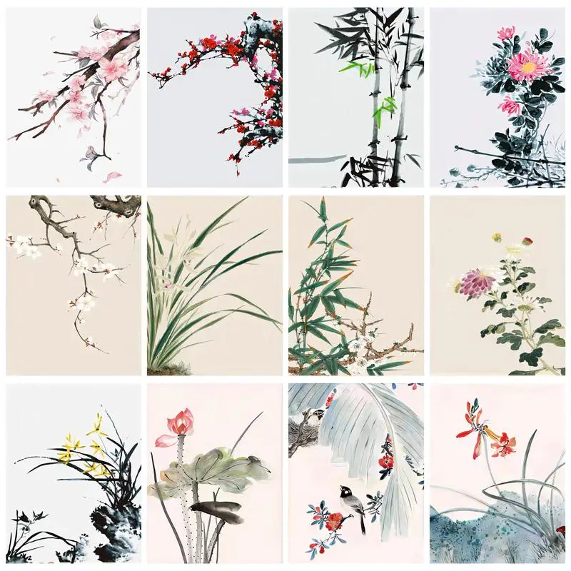 

CHENISTORY DIY Painting By Numbers Ink Flowers Painting Home Decors Gift Adults Crafts Handmade Picture Coloring Paint Kit