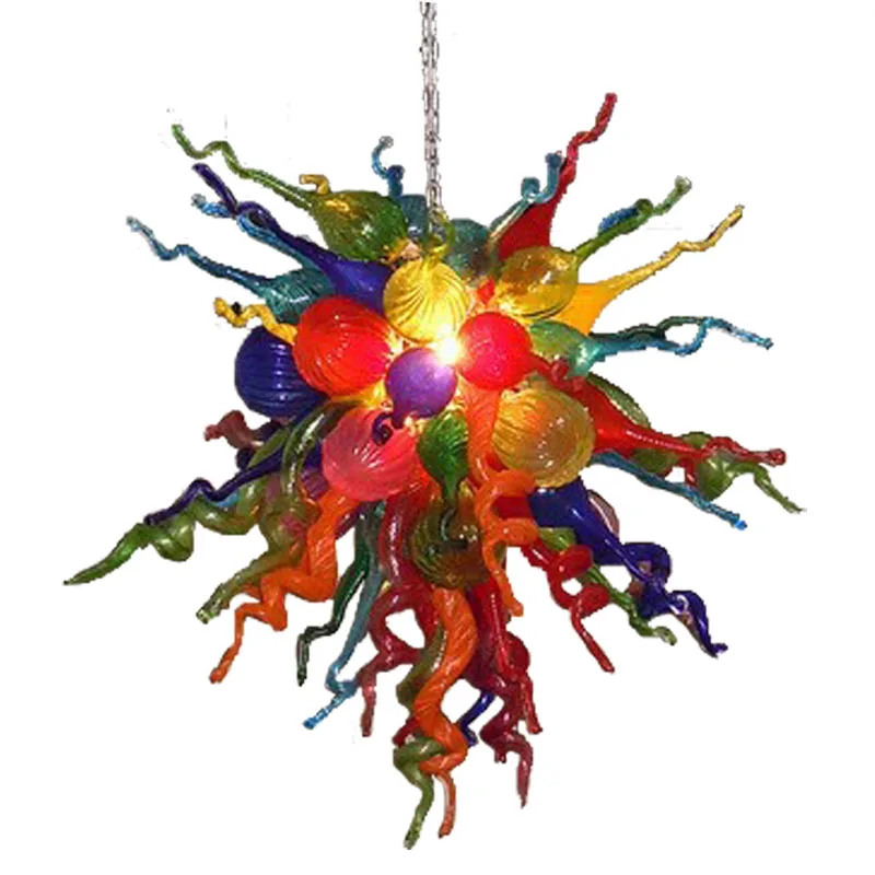 Stained Glass Chandelier Lighting Lovely LED Colored Pendant Lamps for New House Art Decoration