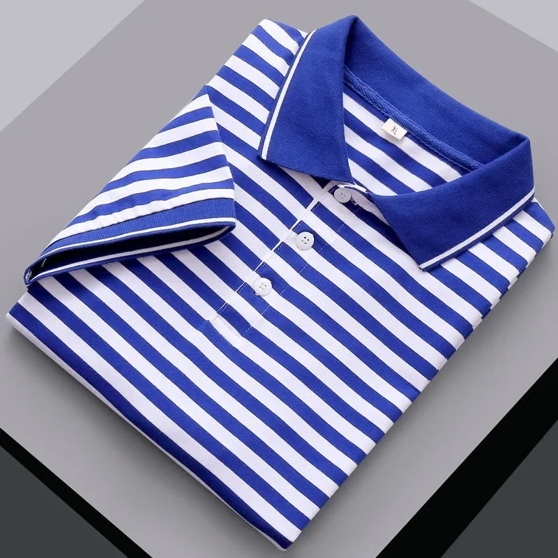 

Fashion Sailor Striped Polo Shirts New 100% Cotton Sailor Telnyashka Short Sleeve Mens Stripes T-Shirt Breton Top