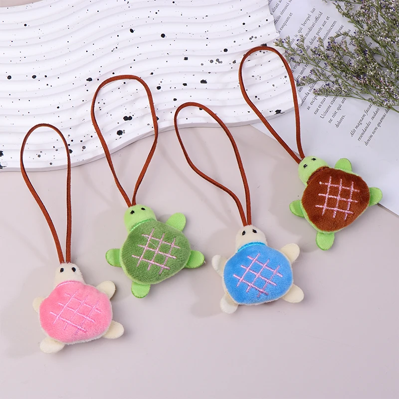 Cute Cartoon Turtle Plush Name Tag Keychain Anti-Lost Keyring Children Kawaii Stuffed Animal Doll School Bag Pendant