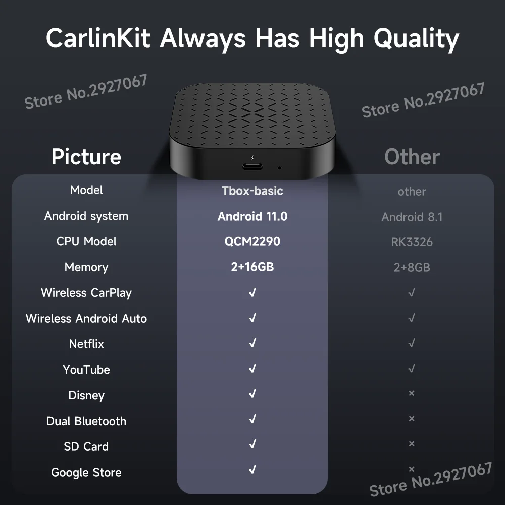 CarlinKit Android 11 CarPlay Ai Box QCM2290 Wireless Car Play Android Auto Video TV Steaming Box for OEM Car 5G Wifi Bluetooth