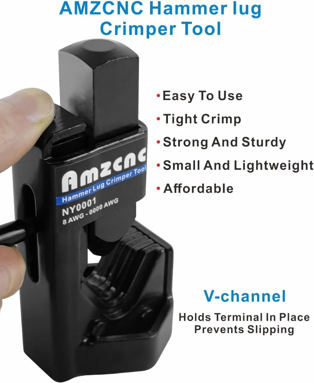 Hammer Lug Crimper Tool for 0000 AWG Battery & Welding Cables (8 AWG to 4/0) view 2