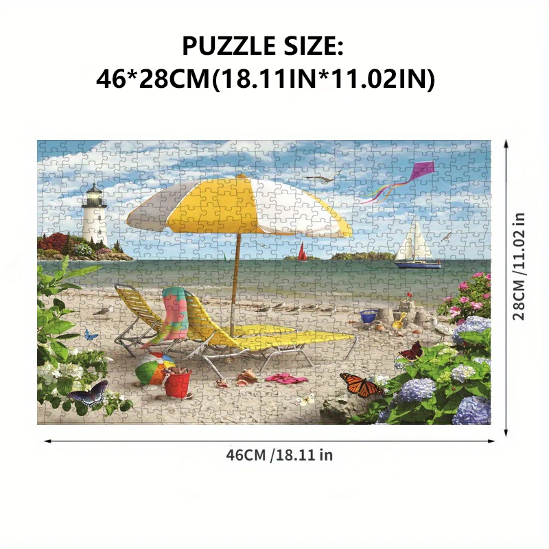 500 Pieces Jigsaw Puzzle for Adults Painting Vacation Beach Paper Puzzles Home Decor Wall Display Christmas Thanksgiving Gift