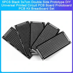 5 sztuk czarny 3x7cm dwustronny prototyp DIY uniwersalny obwód drukowany płytka drukowana Protoboard zestaw PCB zestaw płytki prototypowej