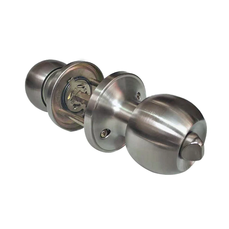 Door Set Knob Handle Lock With Key Privacy Passage Round Home Sliver Entrance Stainless Steel Practical Useful