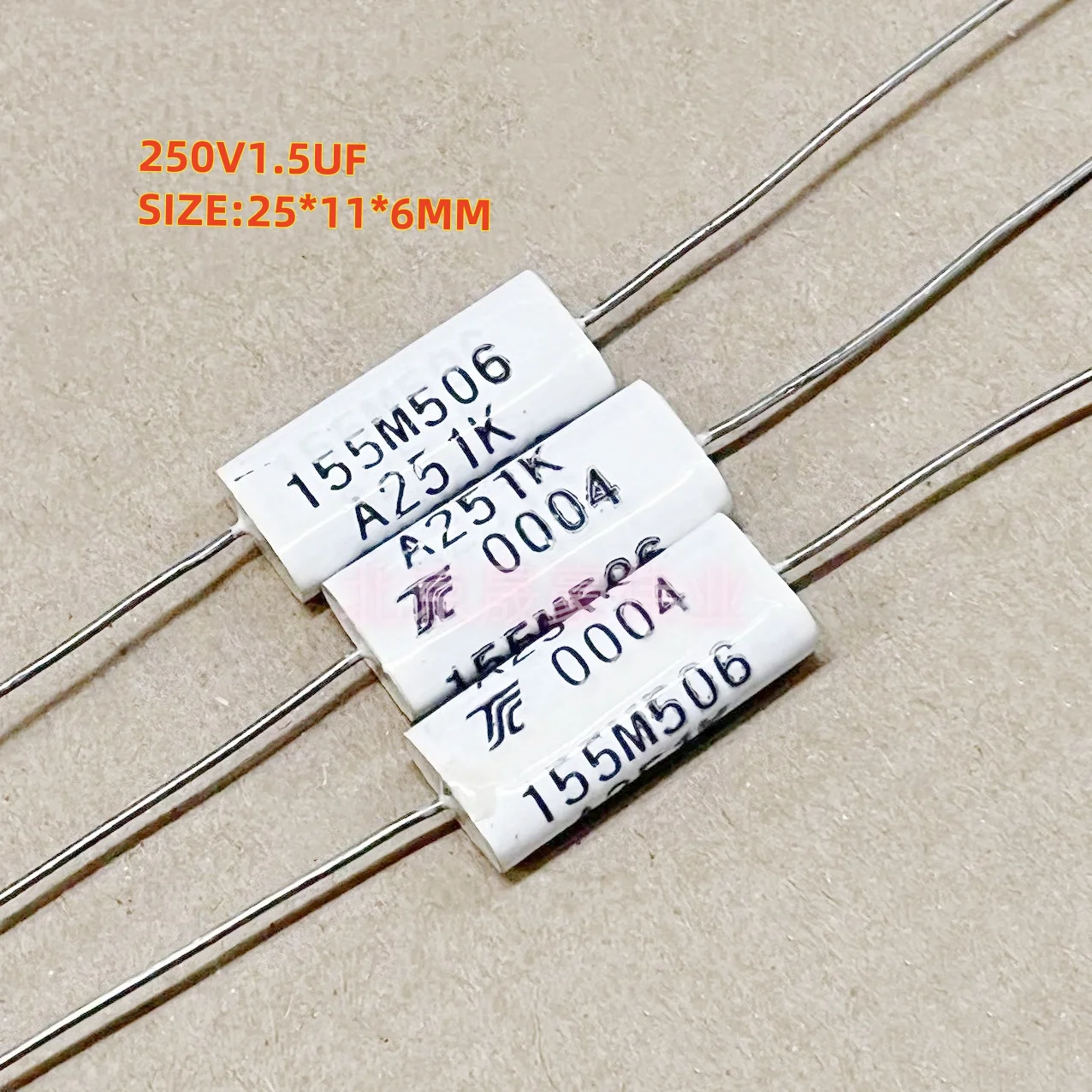 

2pcs 250V1.5UF 155M506A251K axial non inductive thin film capacitor 1.5UF/250V non-polar audio coupling capacitor