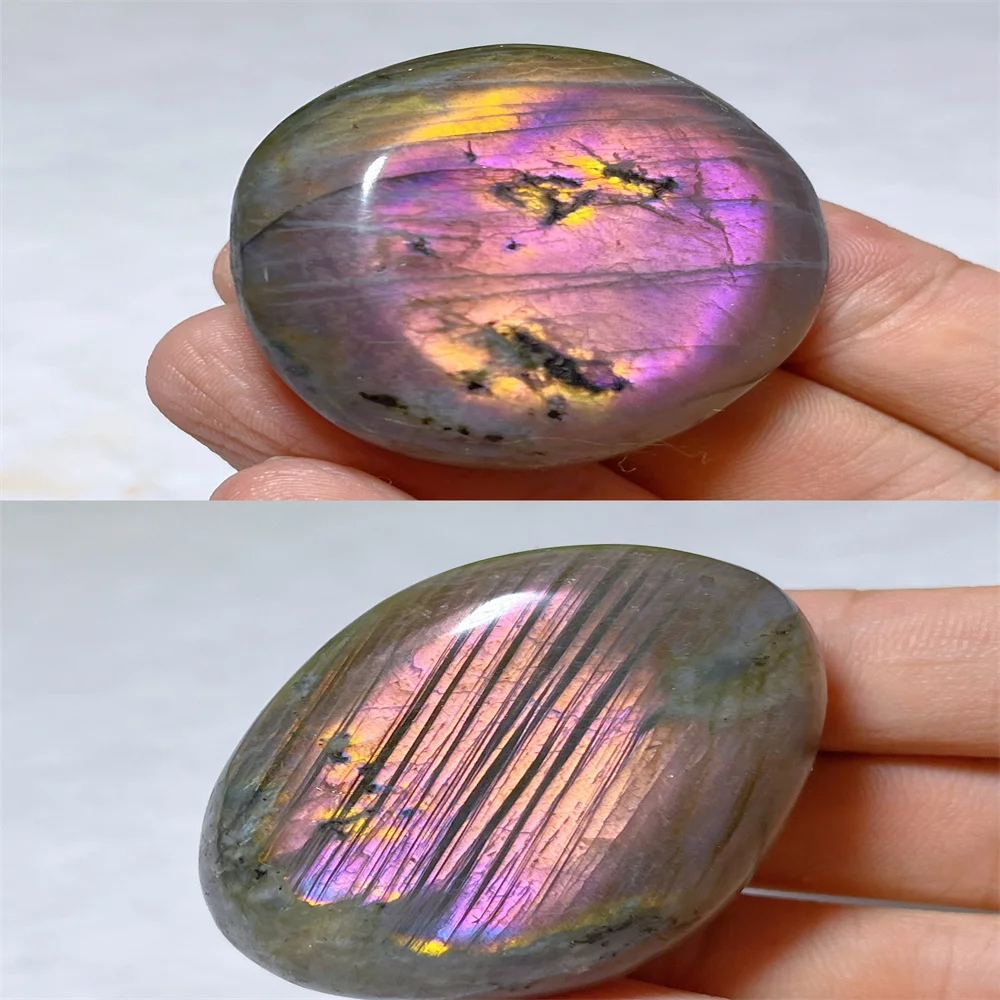 Purple Labradorite Palm Stone Quartz Natural Crystal Flash Mineral Gift Home Decoration Quartz Specimen Energy Gemstones