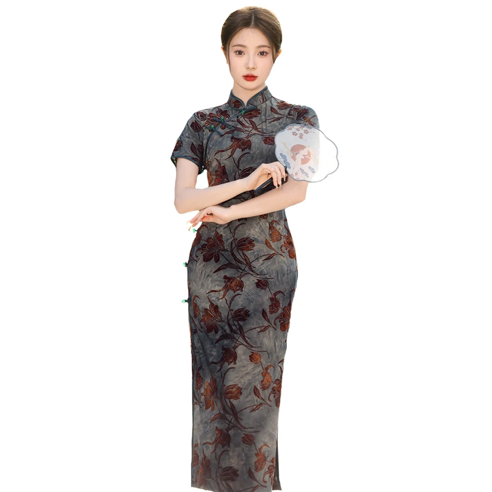 

Old Shanghai Cheongsam Women Improved Slim-fit Chinese Style Qipao 2024 New Vintage Chinese Style Short Sleeve Cheongsam Dress