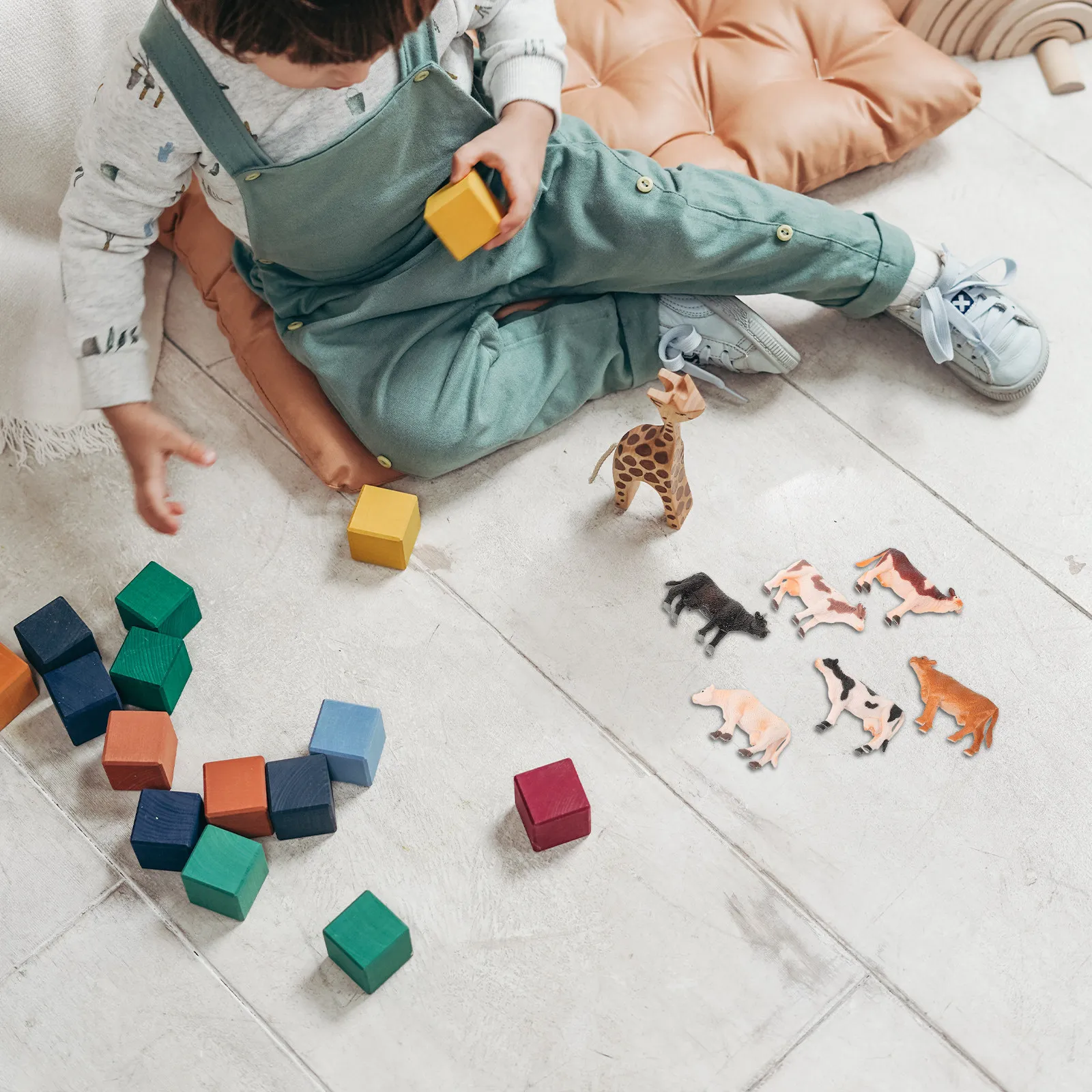 

6Pcs Tiny Cattle Sculpture Set Realistic Garden Decor Outdoor Lawn Indoor Desktop Moss Landscape Ornament Farm Themed Decoration