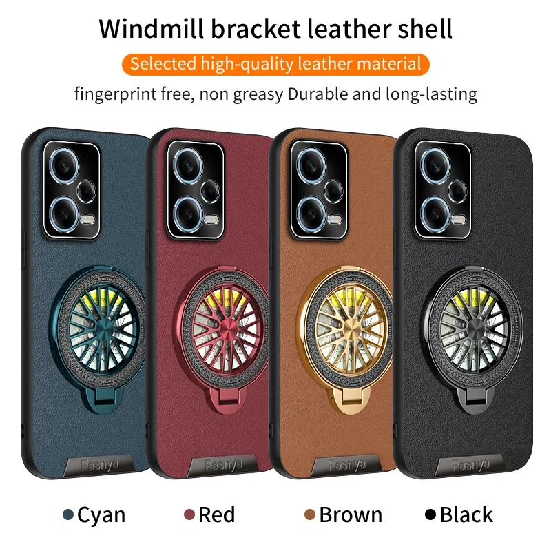 Leather Texture With Holder Phone Case For Redmi Note 12 Pro Plus 5G 4G Smart Protection Cases Shockproof Soft Back Cover