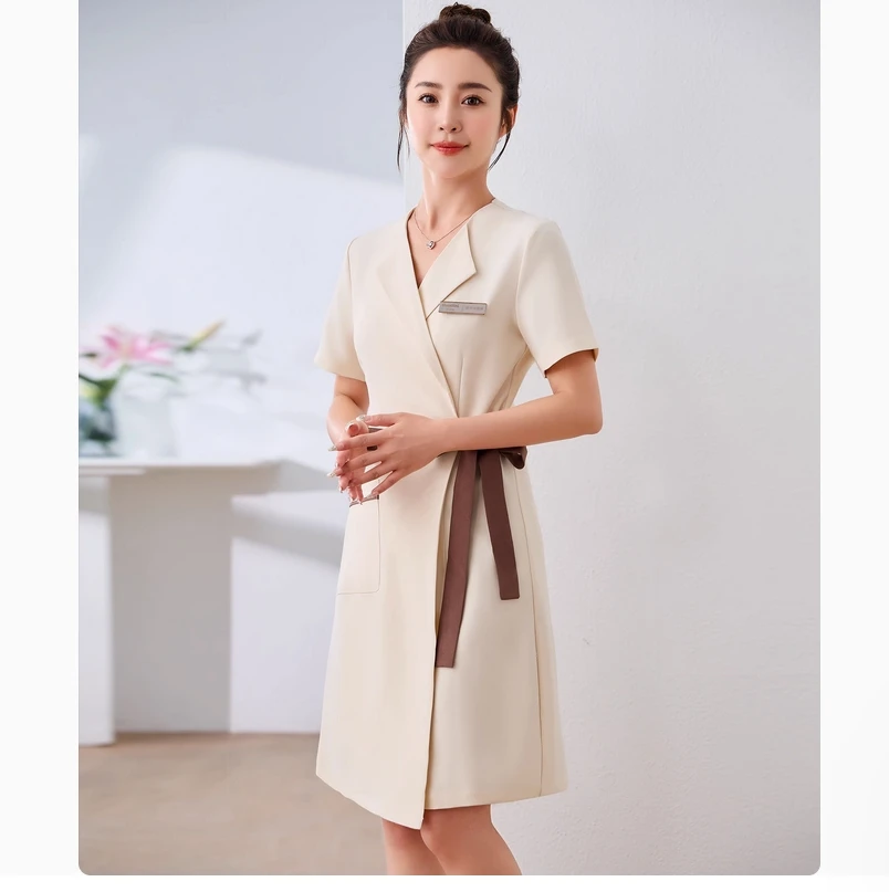 

Спецодежда для косметолога, женское высококачественное платье для салонов красоты, ванночка для ног, терапия ног и платье для технического спецодежды для техников оздоров.