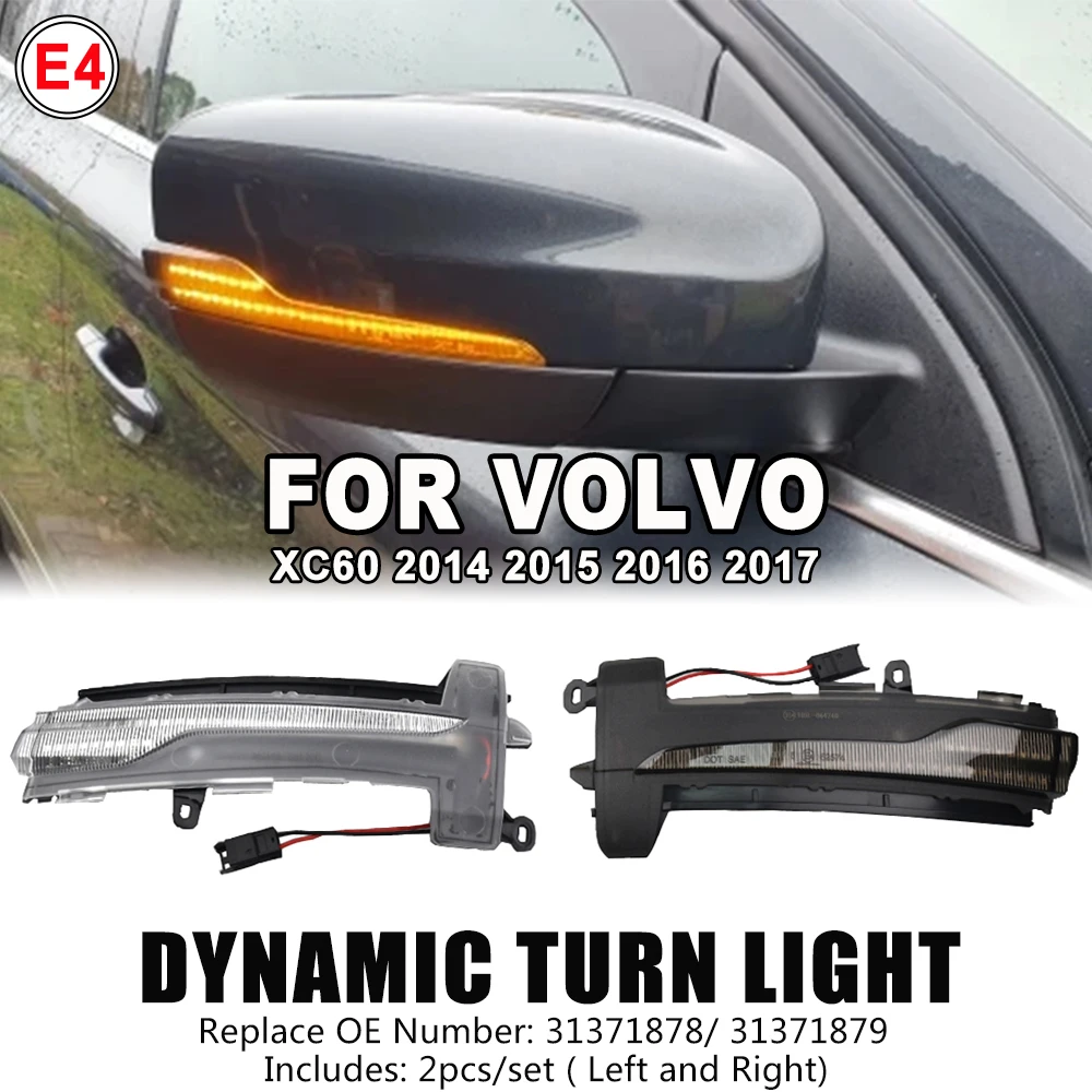 Dynamic Side Mirror Blinker Light For Volvo XC60 2014 2015 2016 2017 LED Turn Signal Blinker Indicator