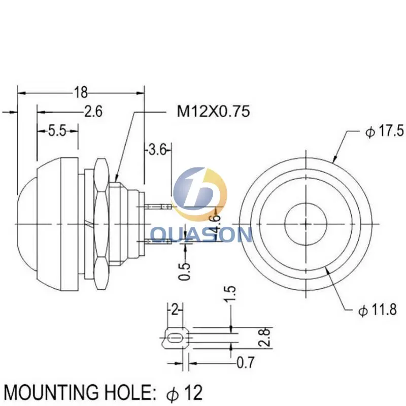 12mm PBS-33B Waterproof Momentary ON OFF Push Button Swithch Mini Round Switch