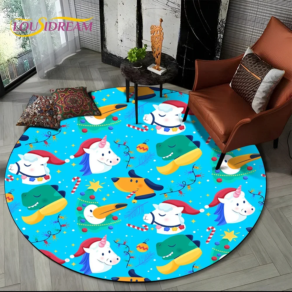 3D Cute Dream Unicorn Cartoon Girl Round Carpet Rug for Living Room Bedroom Sofa Decor,Kids Pet Area Rug Non-slip Floor Mat Gift