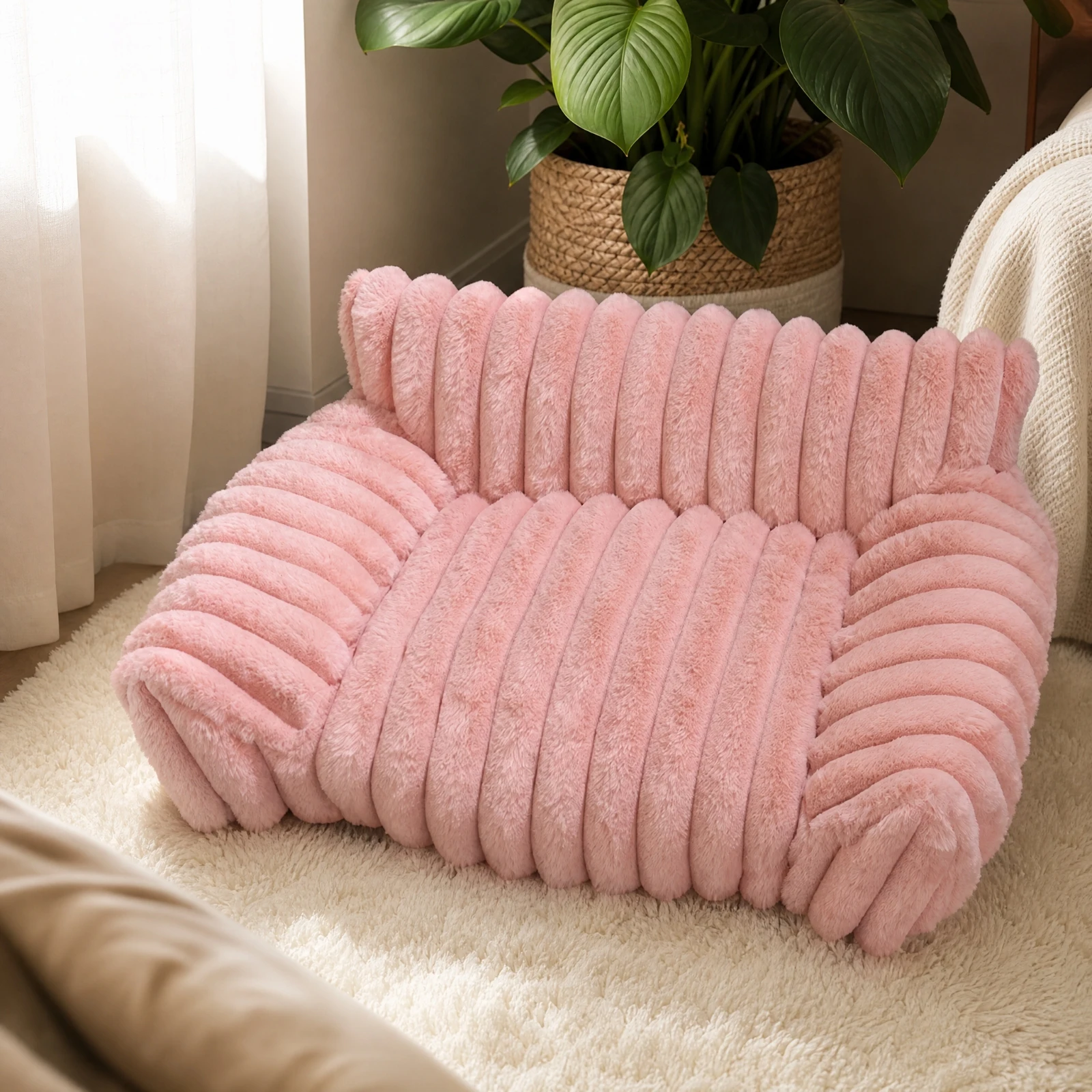 Soft Pet Sofa Bed No Assembly Required Fleece Pet Couch Bed Soft Comfortable for Dogs, Napping, Everyday Relaxing