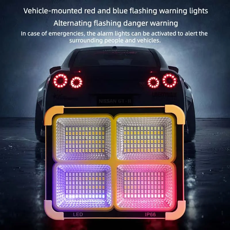 Solar-Powered Floodlight Portable Handheld Lantern Travel Camping Emergency Outdoor Stall Multi-Function Rechargeable Lighting
