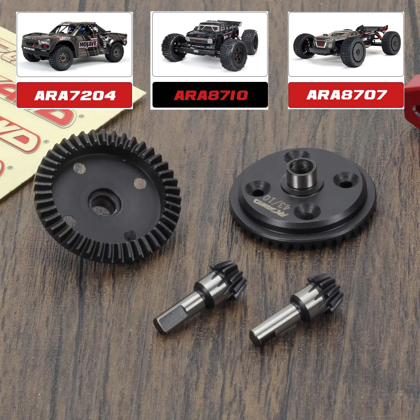 

RCAWD 2 комплекта стальной 43T 10T основная входная шестерня дифференциала для Arrma 1/7 1/8 6s Mojave Kraton Outcast Talion EXB Дифференциальные шестерни