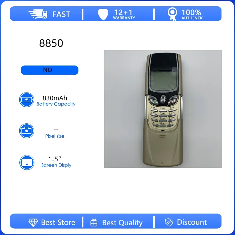 Teléfono Móvil Reacondicionado Original 8850 2G Desbloqueado GSM 900/1800 con Teclado Ruso, Árabe y Hebreo, Hecho en Finlandia