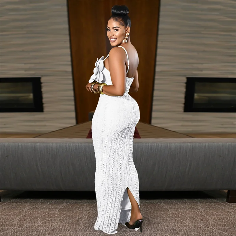 Doyerl Spaghetti Strap Appliques Party Long Dresses Women Birthday Nightclub Celebrity Slim Prom Bodycon Maxi Dress Elegant view 2