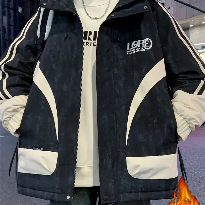 

Thiened Fce Autumn Winter Jaet for Boys Teens High School Students Casual Warm Windproof Outdoor Hooded Coat