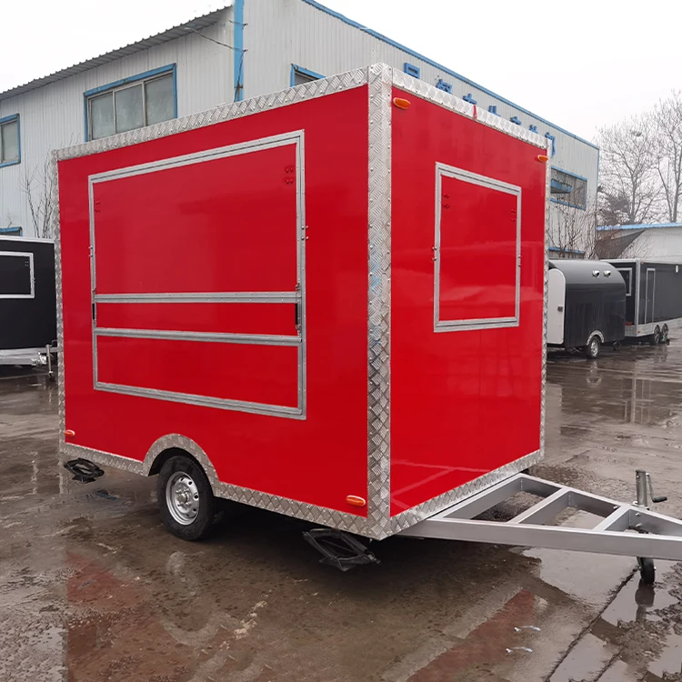 รถพ่วงขายอาหารน้ำผลไม้พร้อมตู้แช่แข็งในห้องครัวเคลื่อนที่ได้