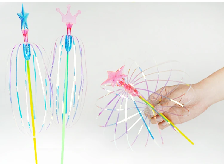 Varita mágica de burbujas con forma de arco iris para niños, Varita de burbujas que brilla, juguetes para aliviar el estrés, regalo de cumpleaños y