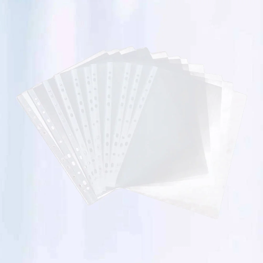 100pcs Sheet Protectors Clear Design A4 11 Hole Paper Cover Loose Leaf Protector Paper File Protect Bag (Thicker 6C for Universa