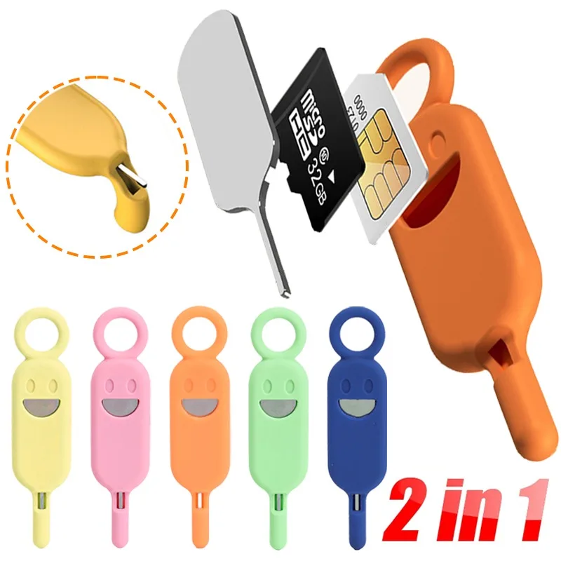 

5/1PCS Anti-Lost SIM Card Removal Needle Pin Tray Charm Keychain Portable SIM Cards Storage Cover Ejecter Tool Keyring Pendent