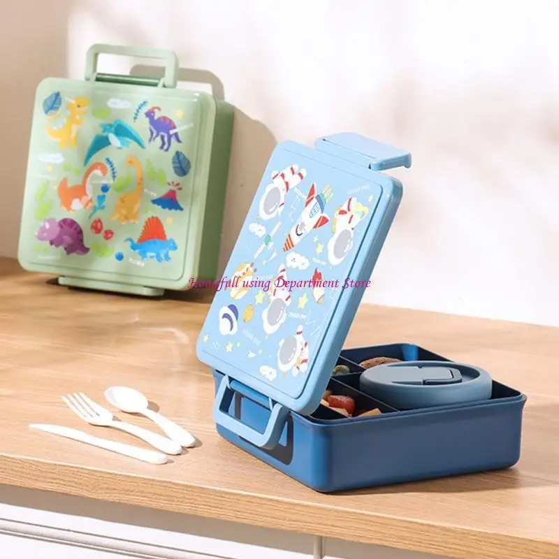 Portable Lunch Container Divided Sections Bentos Box for Children School Meals