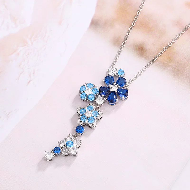 Autumn Winter New Clavicle Chain Colorful Flower Tassel Necklace Gemstone High-end Light Luxury Women's Wholesale