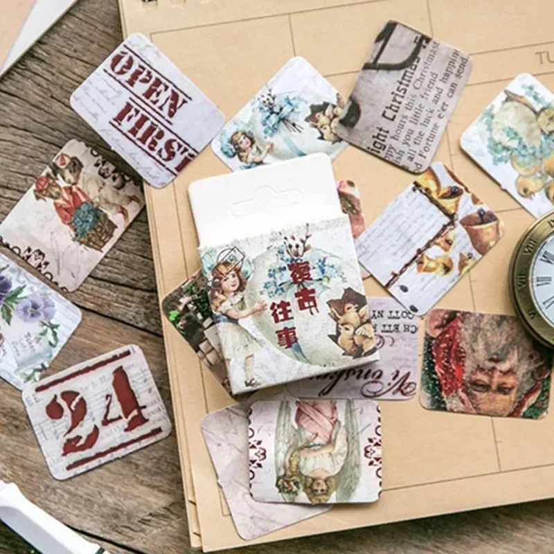 45pcs  Creative Retro Stamp  Paper Stickers Decorative Stationery Stickers Scrapbooking Diy Diary Album Stick Label