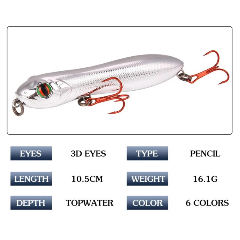 1Pcs Fishing Lure Snake Head Pencil Bait 100mm 16g Topwater Plastic Baits Tackle Peche Artificial Hard Lure Iscas Pesca