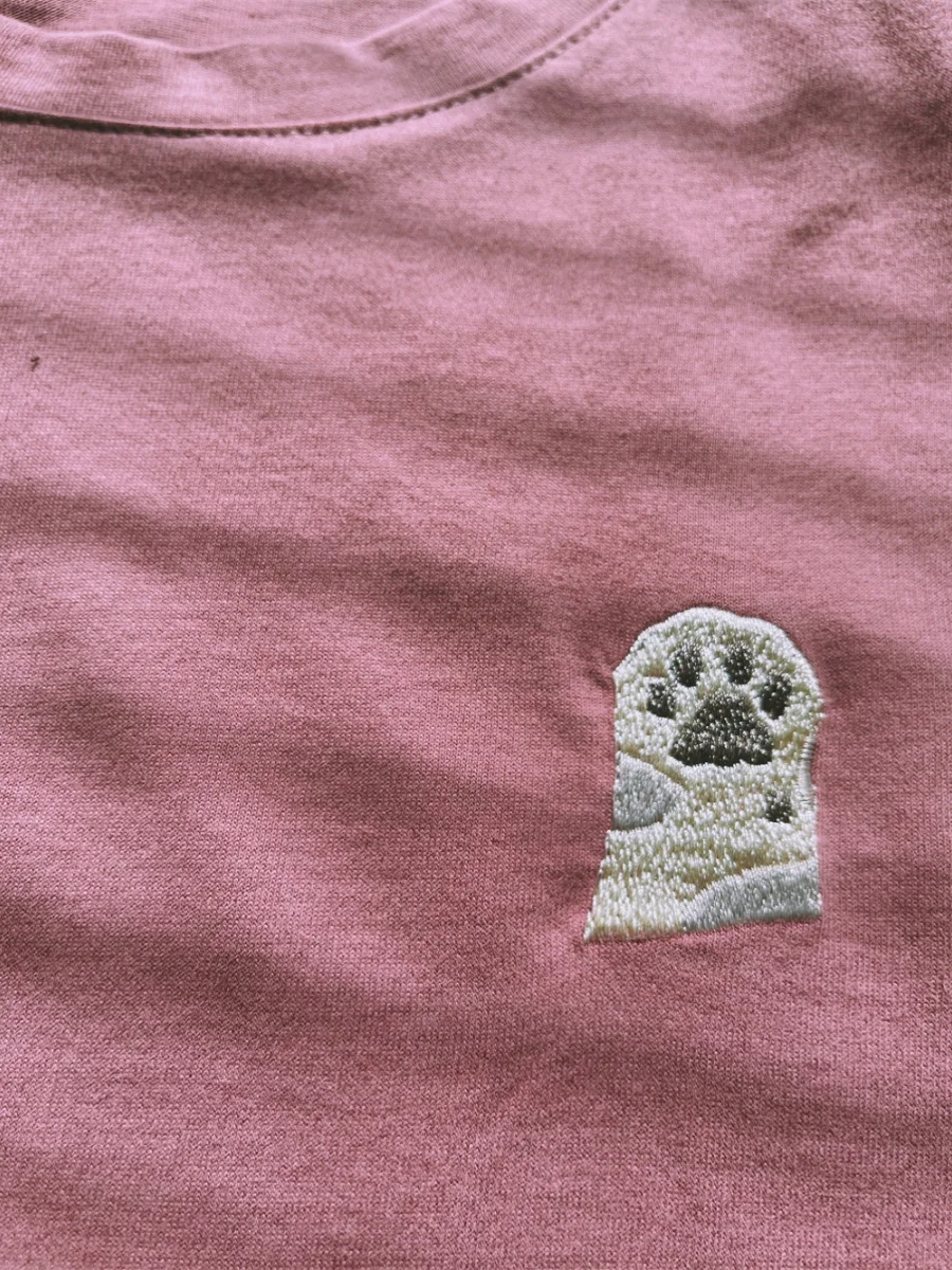 헤비 자수 베이직 오르트 스웨트 퓨어 컬러 티셔츠 연인용 편안한 오르트 스웨트 라운드 넥 퓨어 컬러 티셔츠