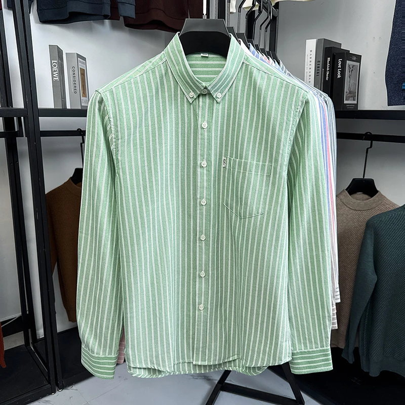 

Striped Shirt Men's Long-sleeved New Style for Autumn and Winter 2025 Pure Cotton Easy-care Casual Shirt Jacket for Men