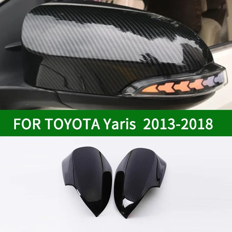 

Для TOYOTA YARIS XP150 2013-2018 автомобильное зеркало заднего вида, накладка с рожком, черное углеродное волокно, боковые чехлы для зеркал с указателем поворота