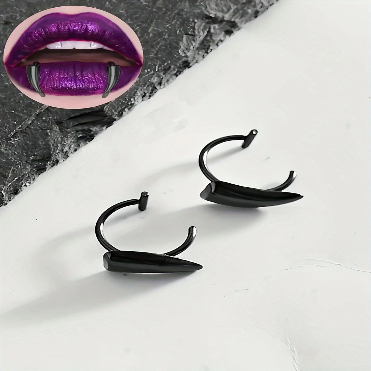 Punk 316L Stainless Steel Vampire Fangs Piercing Sexy Body Lip Rings 2-4 Pieces Fashionable For Women and Men