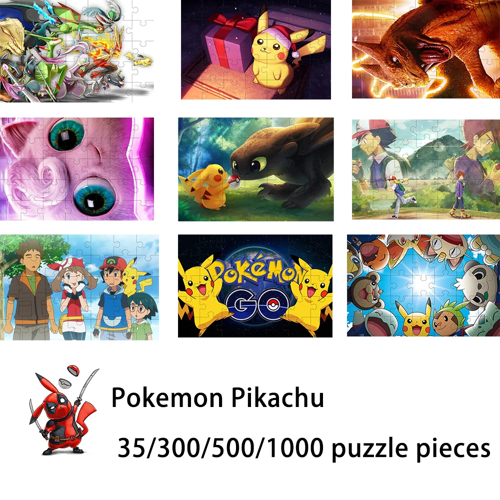 

Pokemon jigsaw puzzle Pikachu 35/300/500/1000 pieces wooden onePiece Puzzles for Adults childrenEducational Toys Gifts