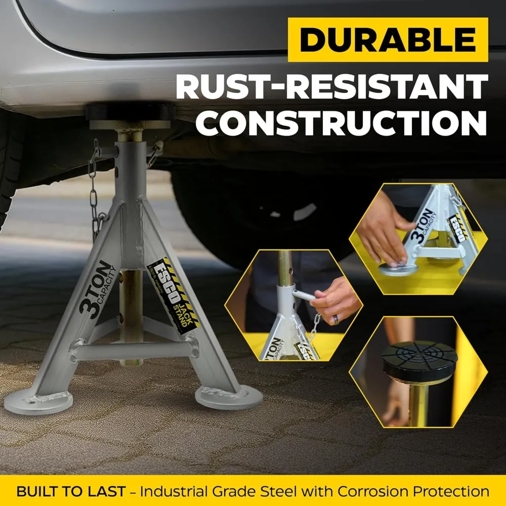 견고한 3톤 용량의 잭 스탠드, 한 쌍, 신뢰할 수 있는 차량 지지 및 유지보수용