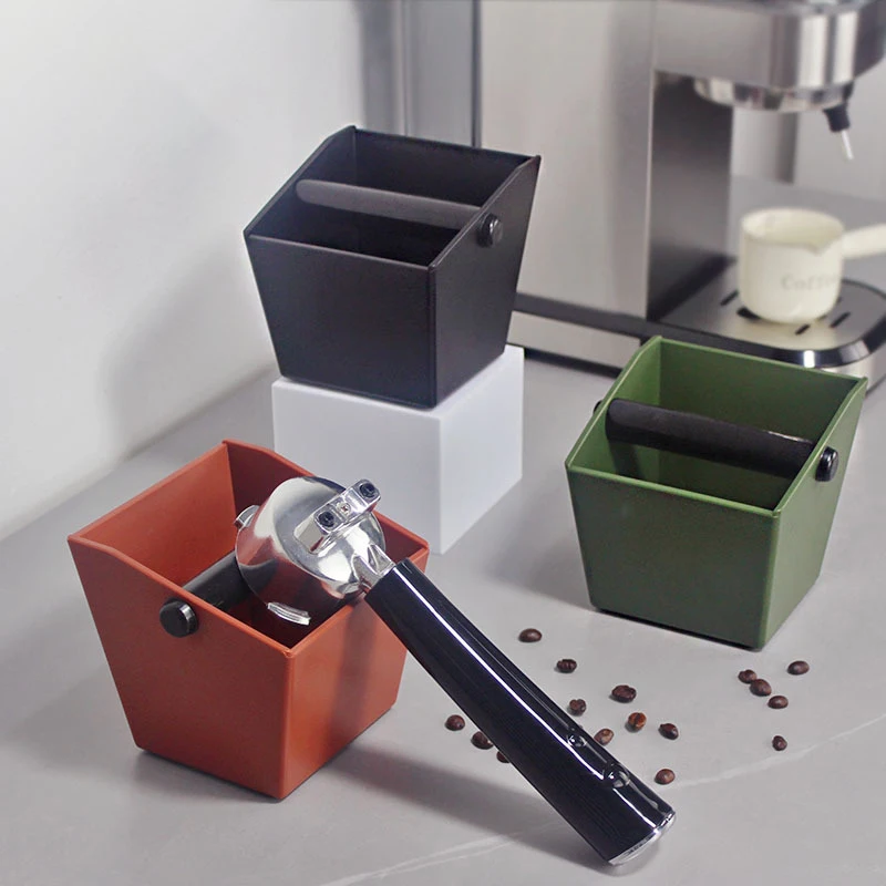 Shock-Absorbent Coffee Knock Box Anti-slip Espresso Dump Bin For Coffee Grounds With Removable Knock Bar Coffee Grind Waste Bin