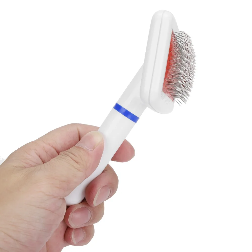 Smooth Metal Pins Pet Pin Brush Plastic Curved Frame White Air Cushion Dog Grooming Comb Massage Nodules Compact Body