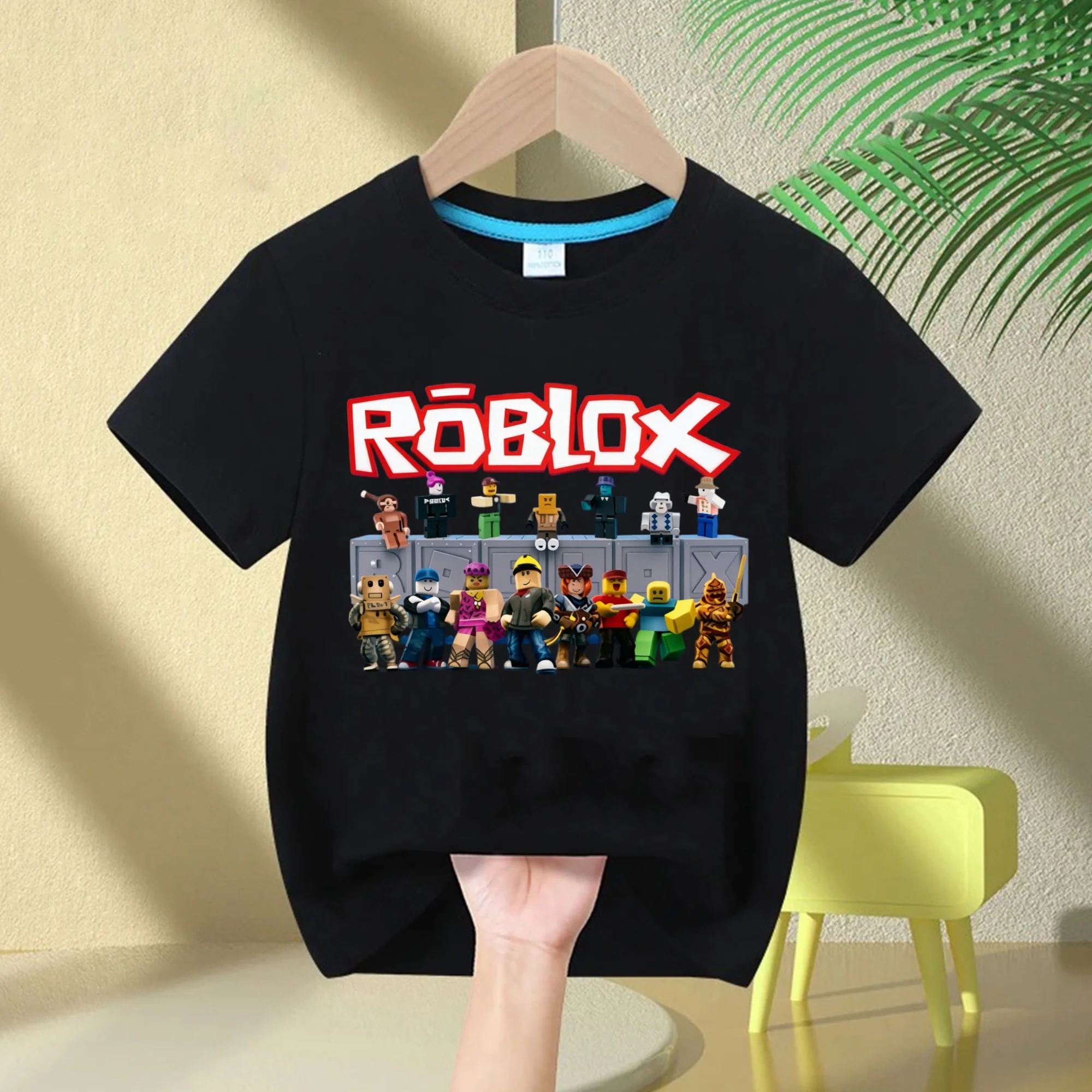 Roblox 2026 Kinder-Baumwoll-T-Shirt, Kurzarm-T-Shirt mit Rundhalsausschnitt und Cartoon-Print für Jungen, Mädchen und Frauen, Lässiges und Bequemes Oberteil – Detail 5