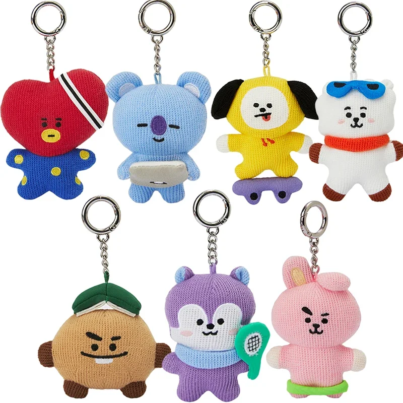 Kawaii Bt21 2024 Season's Greeting Series Plush Keychain Rj Shooky Koya Anime Fashion Soft Stuffed Pendant Decoration Gift Toys