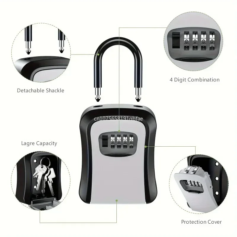 4-digit Password Box Free Installation Outdoor Password Key Box Extended Lock Hook Hanging Key Storage Waterproof Key