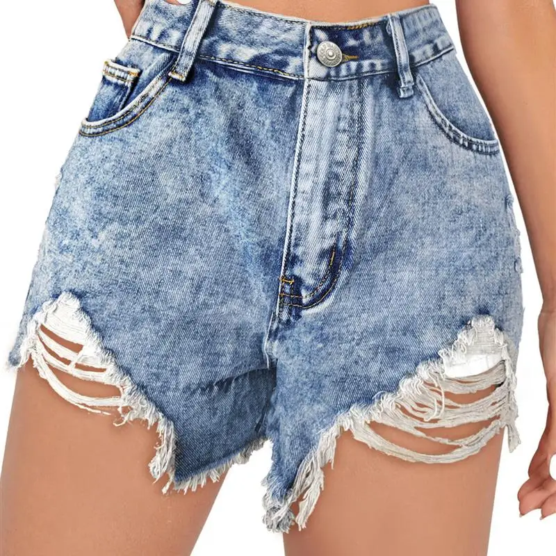 

Sexy Streetwear Denim orts Women's Summer New Sle Hole Design Spicy Girl Blue Color Jeans orts Fem Faion